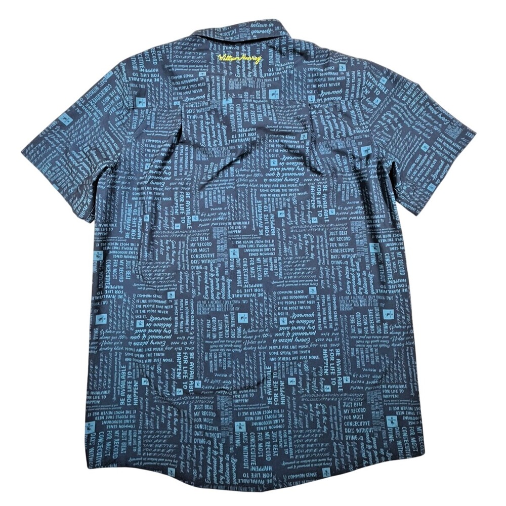 William Murray Golf Button Up Shirt Mens Large Navy Blue Typography Print - Picture 3 of 16